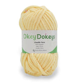 50 grams of a light yellow chenille bulky weight yarn